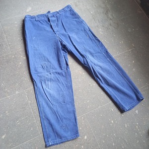 ドイツ製 シンチバック付き ヘリンボーン ワークパンツ used [106072]