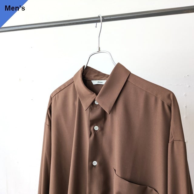 【ラスト1点】amne TRギャバジンレギュラーカラーシャツ GABARDINE Classic Shirts (Brown)