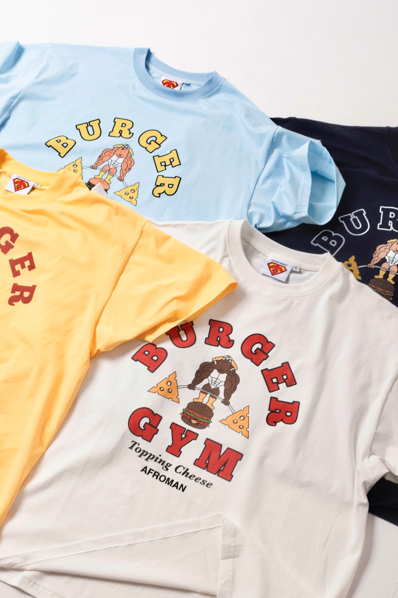 バーガージムTシャツ　レトロイエロー