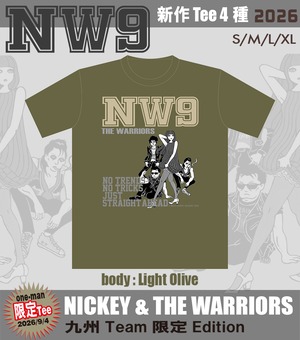 【Tシャツ】NW9ウォリアーズ・イラストTee (body:ライト・オリーヴ)