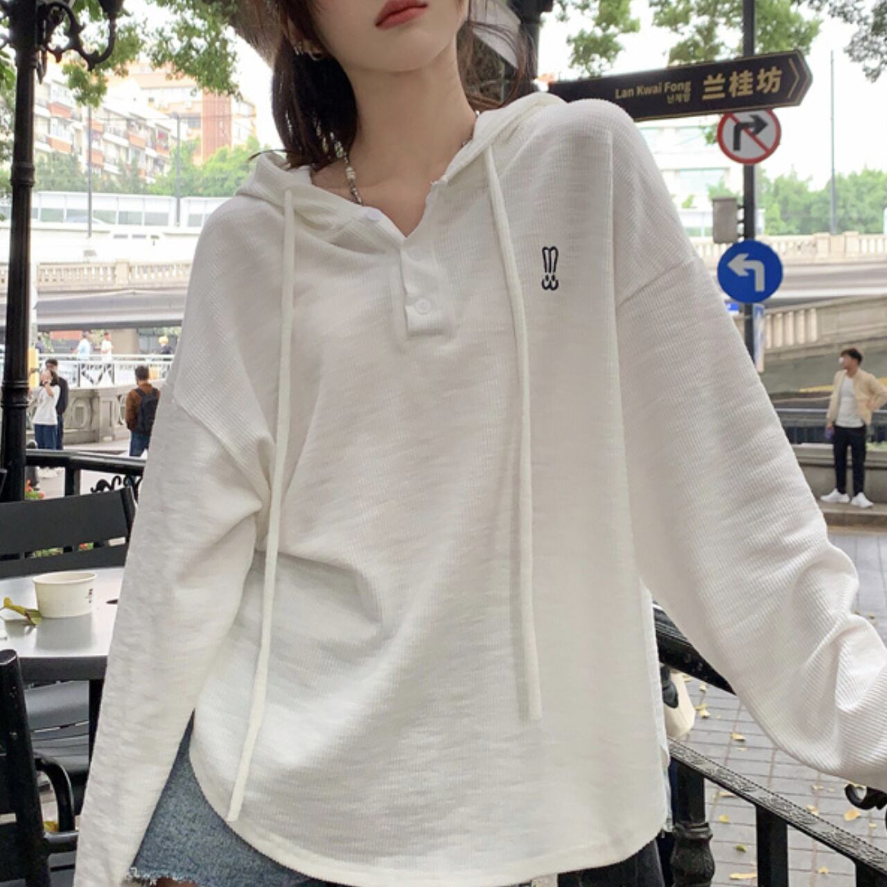 フード付きロングTシャツ 00192