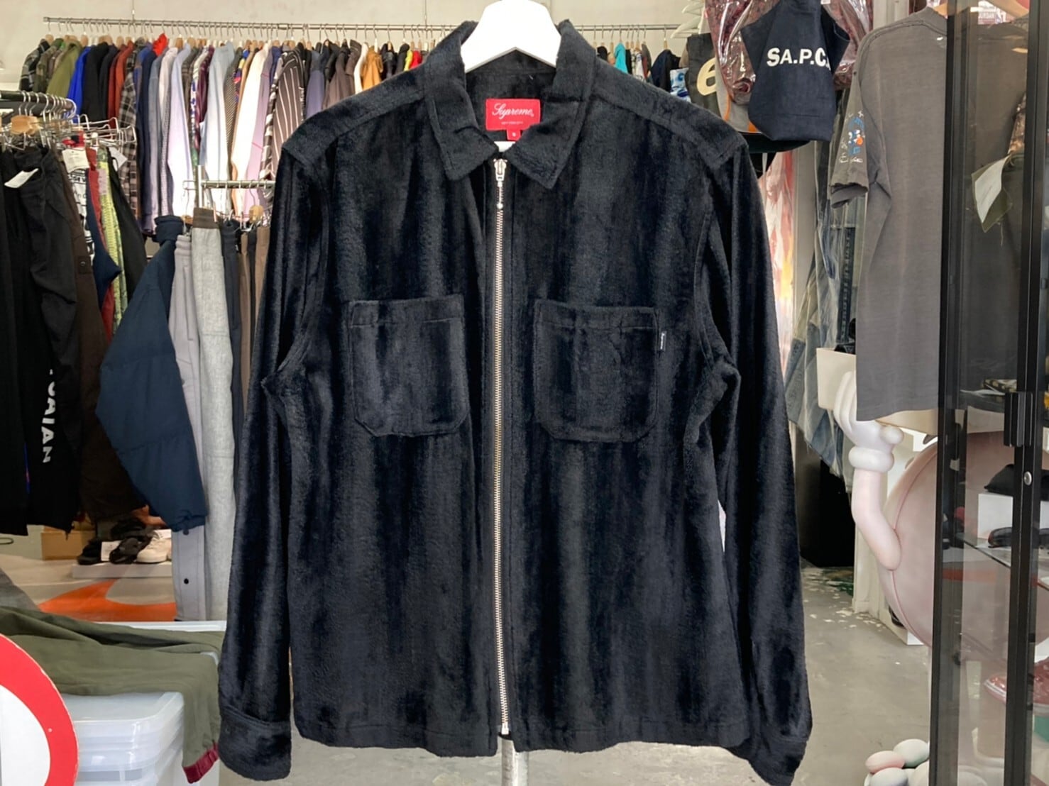 Supreme VELVET ZIP UP SHIRT DUSTY BLACK SMALL 40KG7861 | BRAND ...