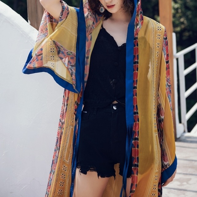 サマーカーディガン 薄手 フード付き 長袖 ロング丈 カーディガン 羽織り ゆったり 体型カバー 春 夏 大人 デート お出かけ 旅行 女子会 韓国 韓国ファッション オルチャン 可愛い レディース Fa538 Musubi Me 韓国 オルチャン レディースファッションのお店