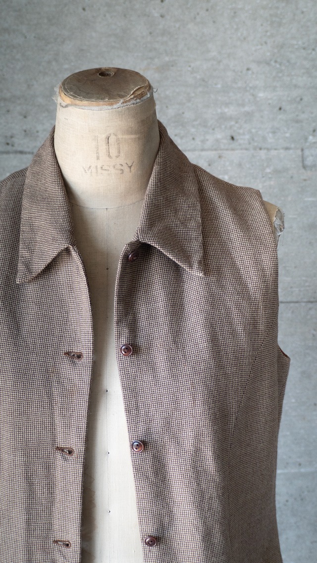 "Breeches" 1980s Rayon wool houndstooth sleeve-less top