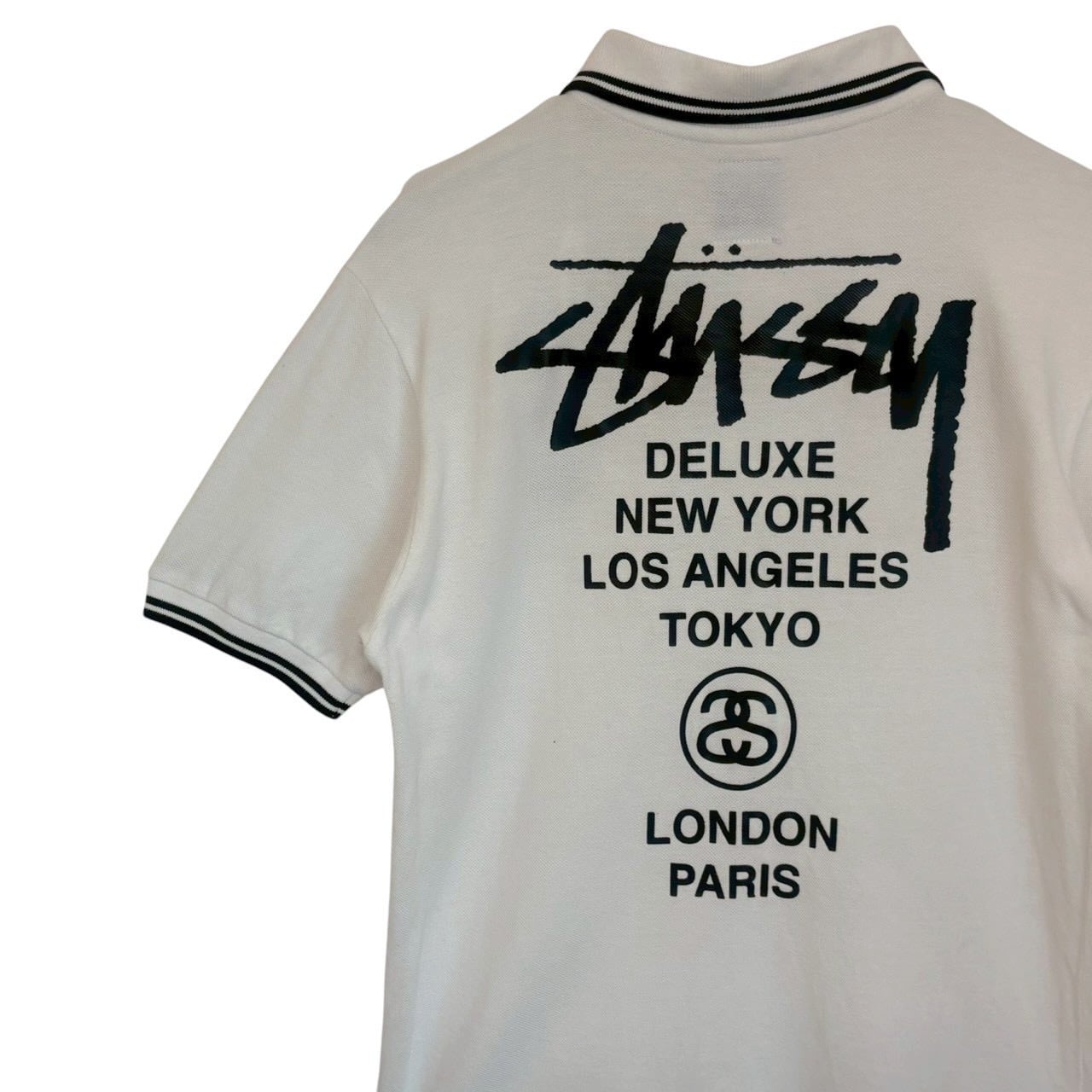 stussy ステューシー ポロシャツ L バックロゴ プリント FRED PERRY