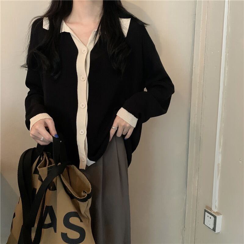 スタンダードニットセーター レディースオータムルーズスタイルシャツ カーディガン ロング レトロ 秋物 1号婦人81618403419