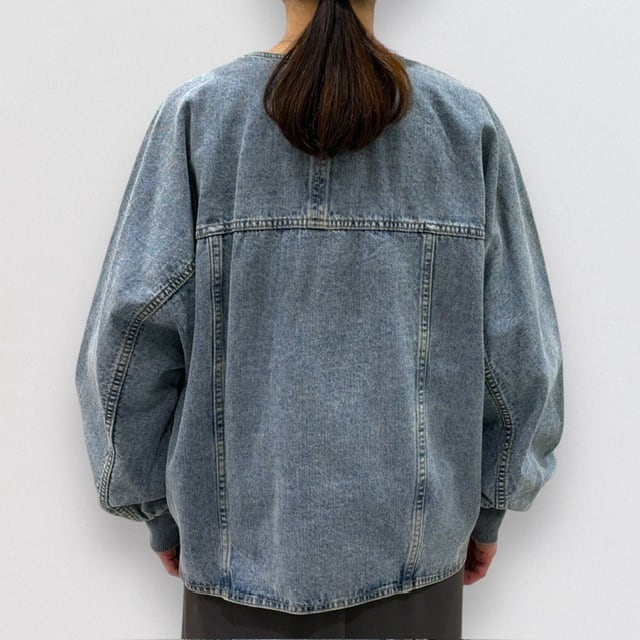 PASSIONE リブ袖 Vネック デニム ジャケット | CoCo Cuore