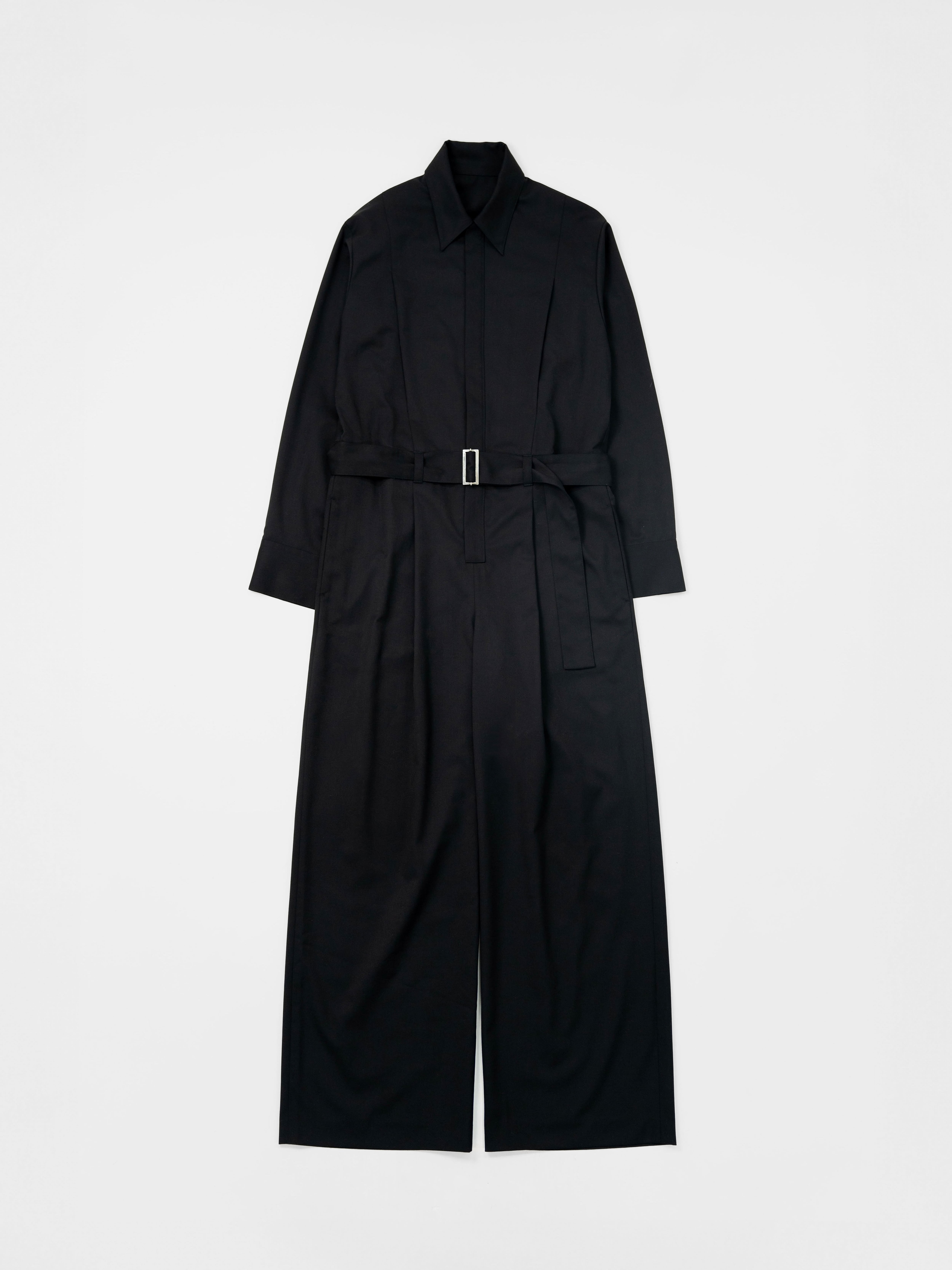 RESTOCK>BELTED ZIP UP JUMPSUIT【BLACK】 | lapiis