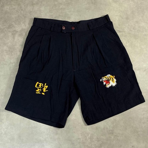 80s 90s Le Mieux ハーフパンツ 虎刺繍 2タック ネイビー