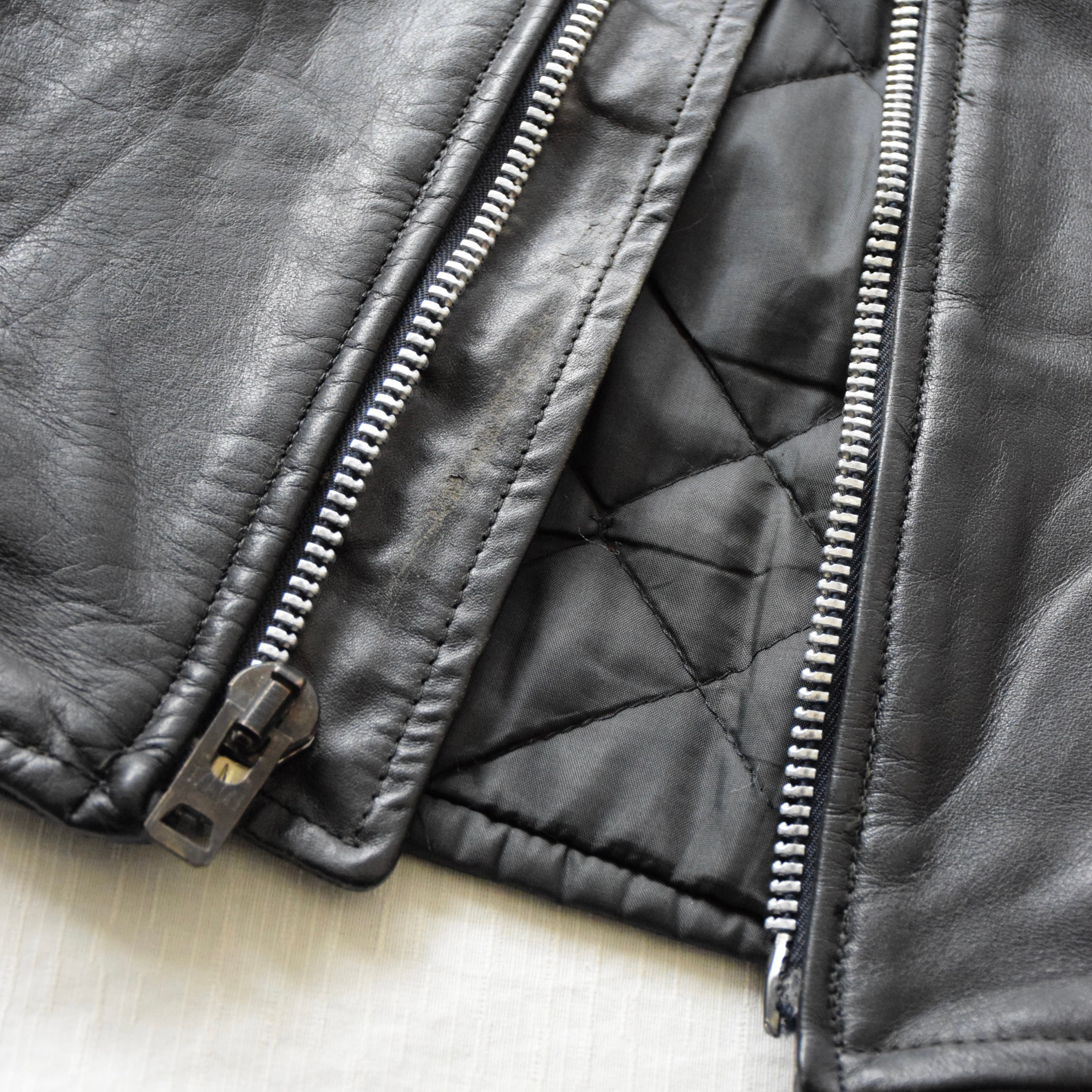 70's GENUINE LEATHER レザージャケット メンズ 40 ブラック