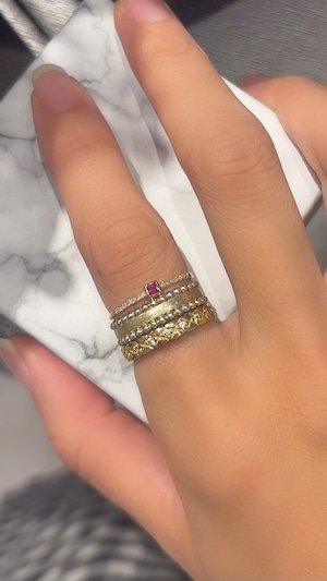 K14 ダイヤとルビーリング 13号