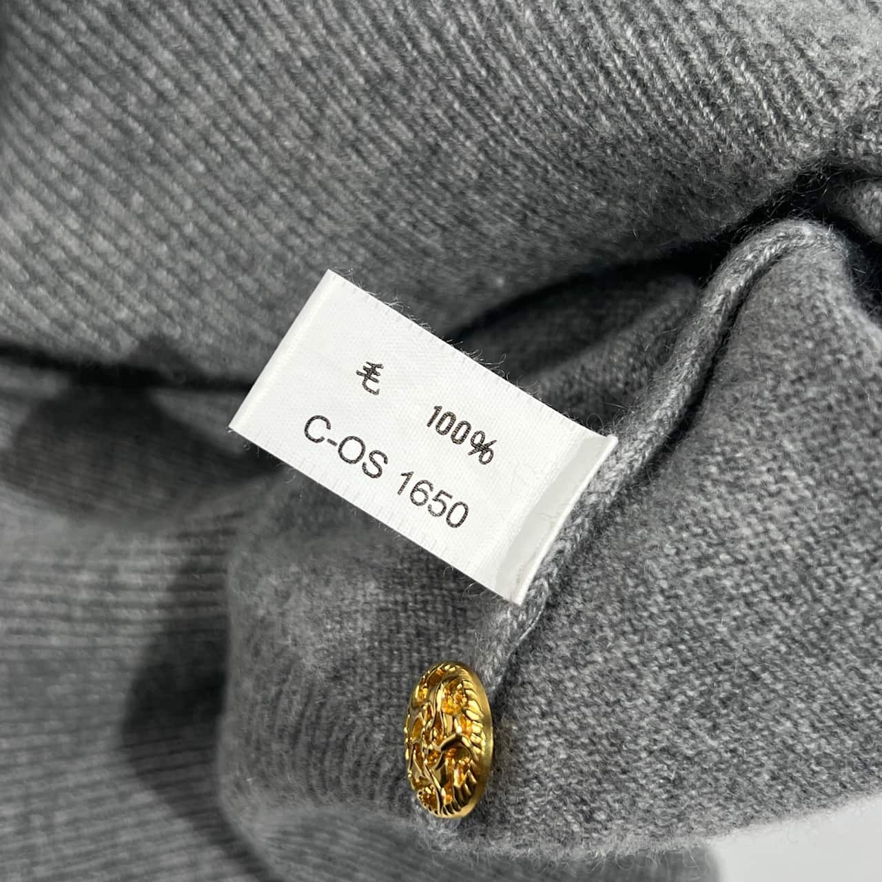 カシミヤ100% CASHMERE カシミヤ 金ボタン ニット カーディガン /グレー レディース マカオ製