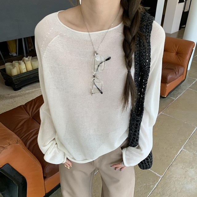 ルーズフィットシームレスシアーニット 3color [am03734]