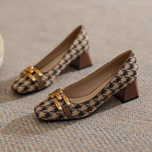 チェック柄パンプスシューズ W10067