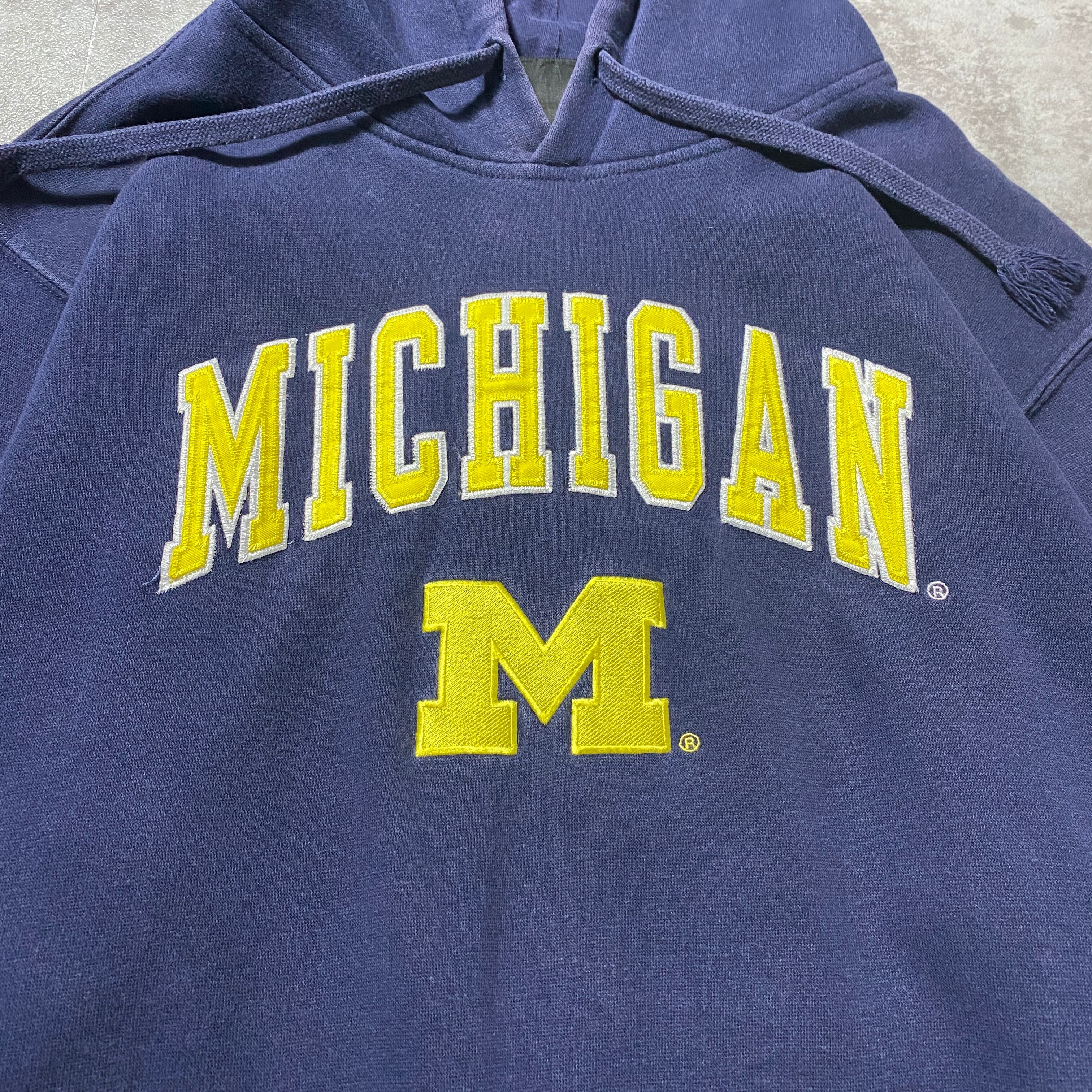 00's GENUINE Michigan ミシガン大学 刺繍カレッジロゴ ネイビー