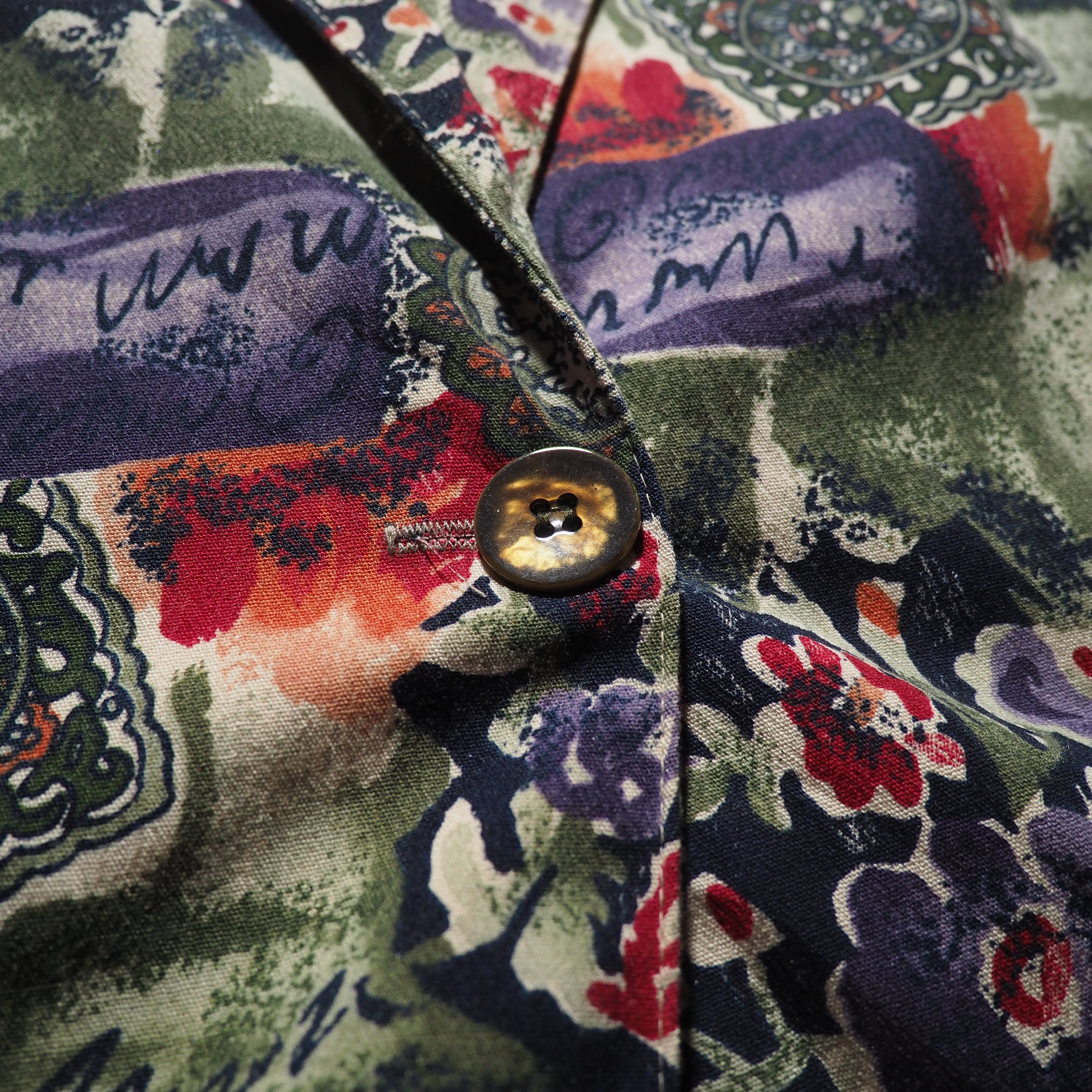 Beautiful Botanical flower painted vintage loose jacket (made in Usa)