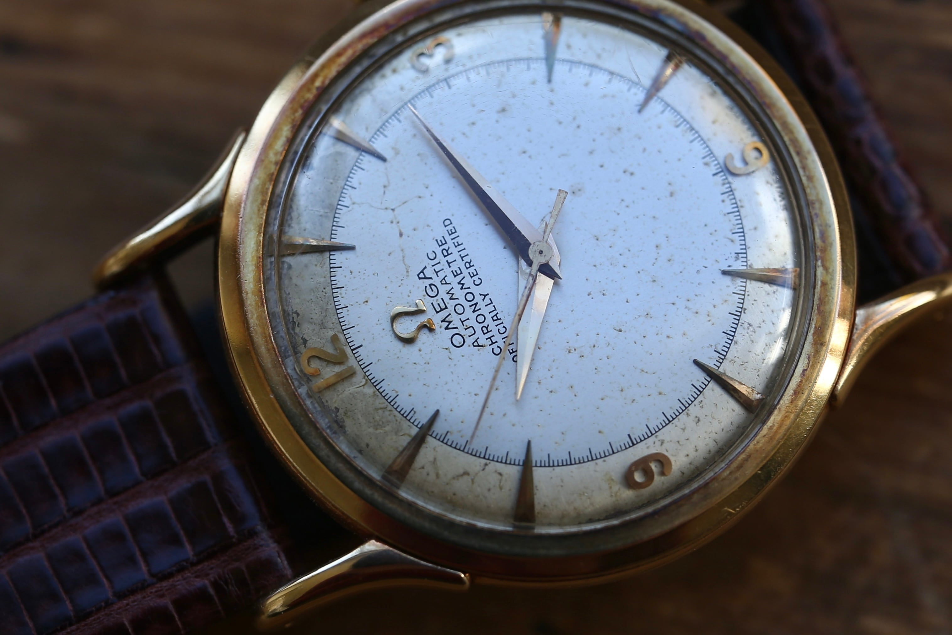 【値下げ】腕時計　オメガ　メンズ　金張り　ハーフローター自動巻き　美品