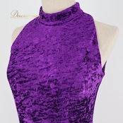 フラダンス 衣装 ワンピース ドレス Andy’s パープル系 ベロア ノースリーブ アシンメトリー 無地 シンプル 上品 華やか 鮮やか 高級感 大人っぽい セクシー かわいい 紫 深い紫 ハワイアン アロハ フラ ダンス レッスン 練習 おしゃれ