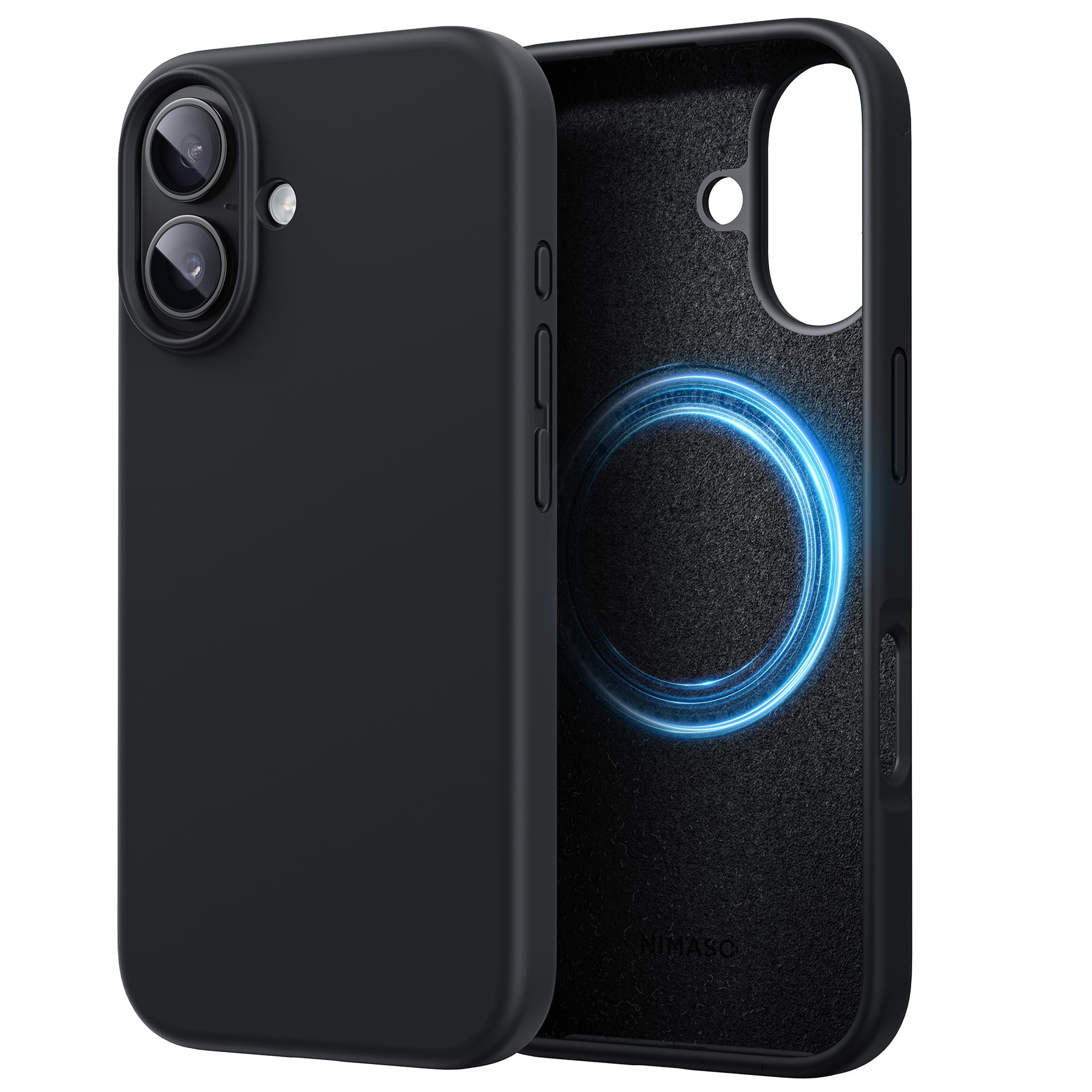 NIMASO iPhone16用 ケース MagSafe対応 シリコン 耐衝撃 全面保護 指紋防止 アイフォン16対応(6.1インチ)ブラック