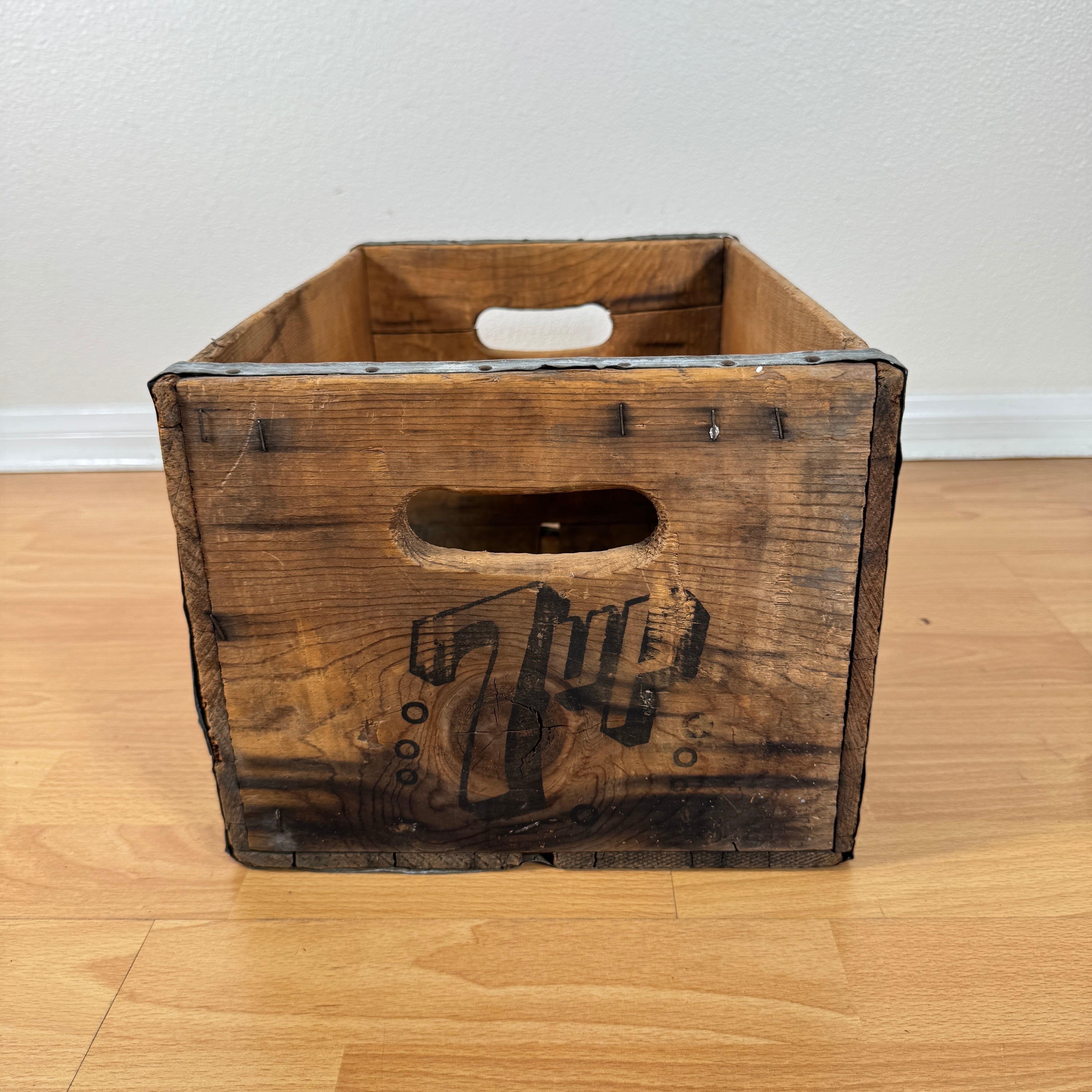 2107【1986年6月製造】ビンテージ 7UP 木箱 ウッドボックス 収納ケース