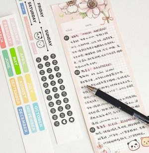 再販☆EE105 EverEin【素白日月Ⅱ 文字 日付け】剥離紙 マスキングテープ