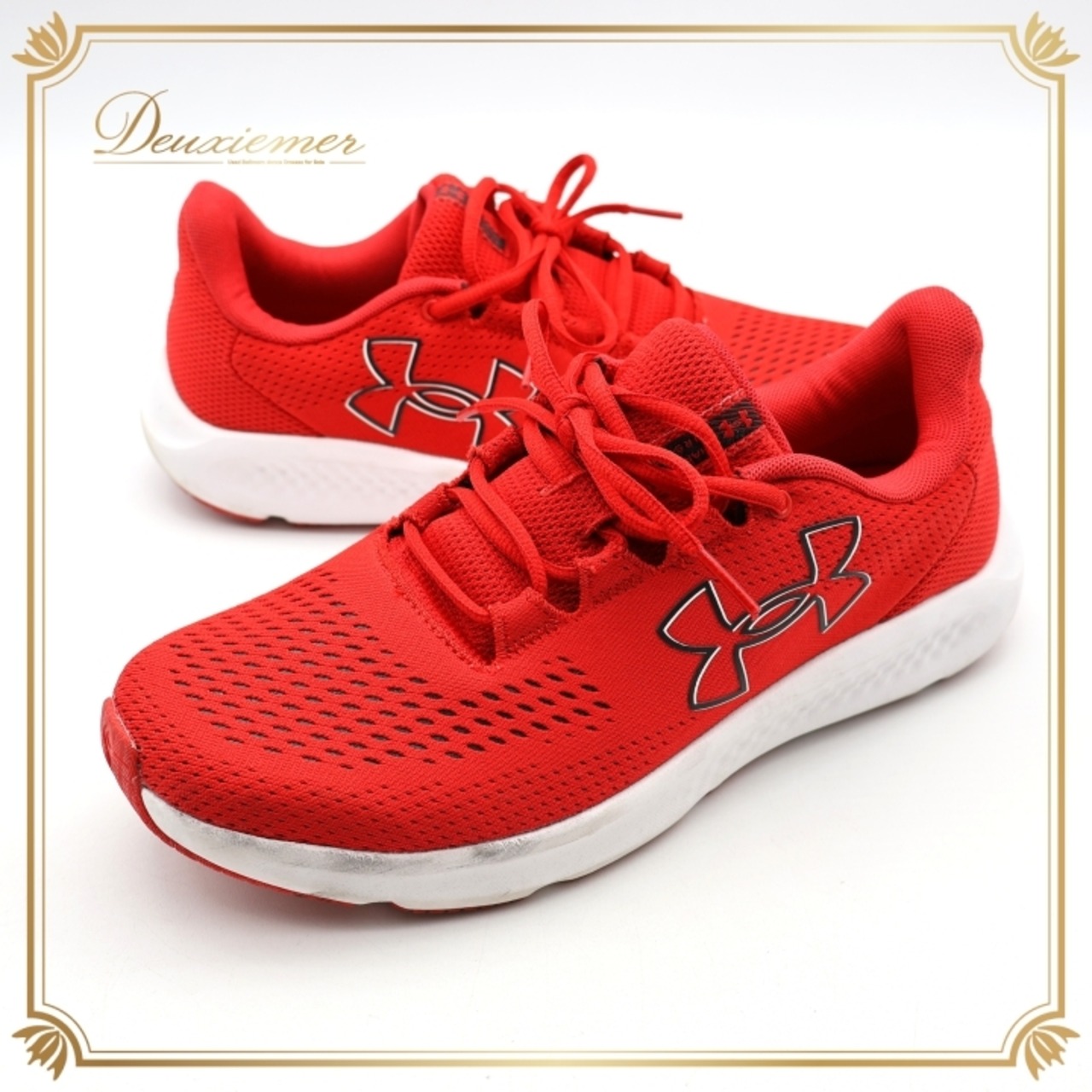 UNDER ARMOUR スニーカー 26cm レッド系 COMFORT DELUXE SYSTEM アンダーアーマー 赤 白 黒 シューズ 紐 スポーツ 運動 ランニング ジョギング 軽い 走る 鮮やか ホワイト系 ブラック系