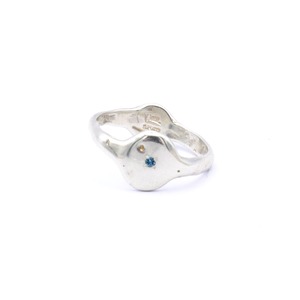 "wave series" double-sided ring with color stone - silver