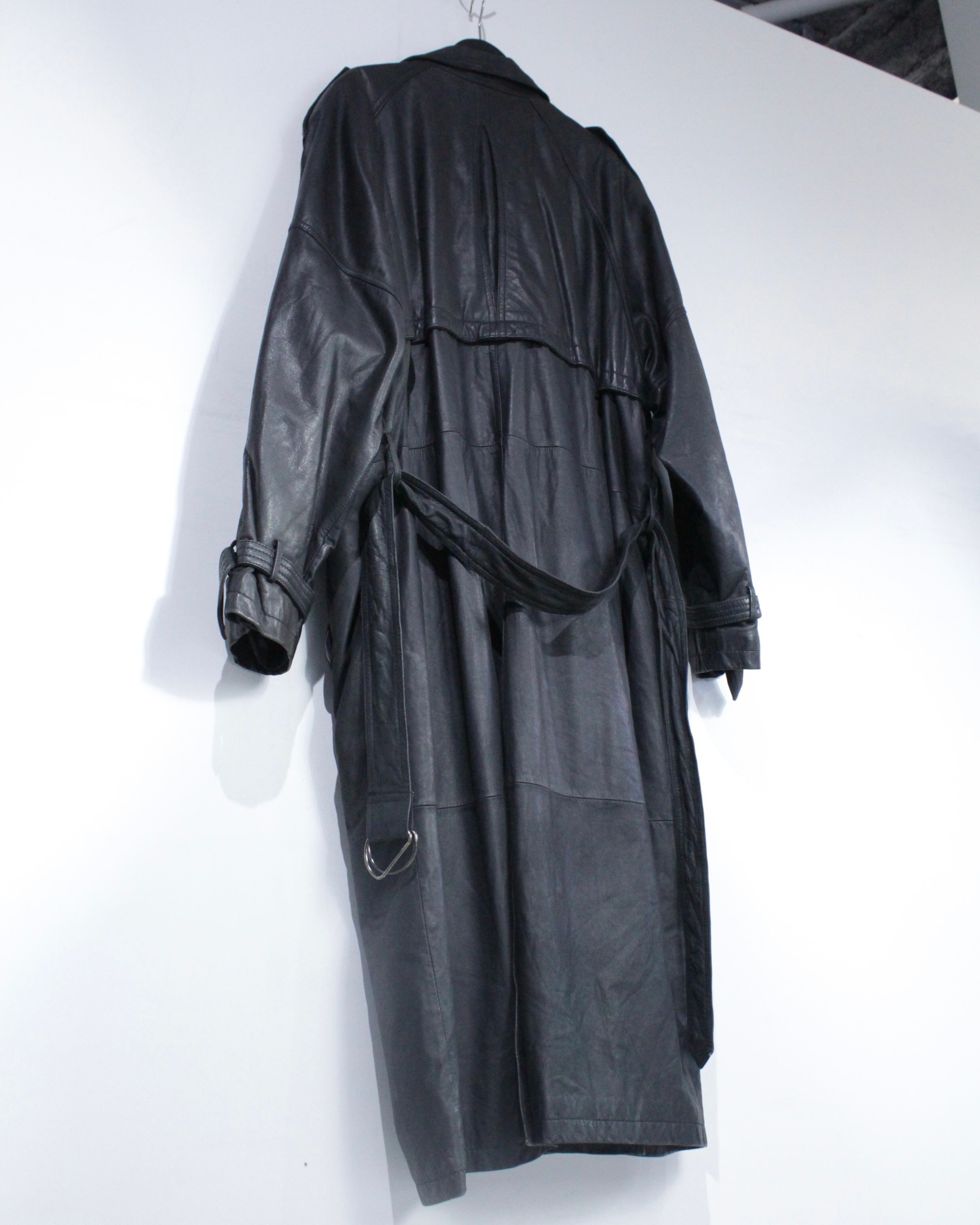 Caka BLACK】Black Color Vintage Leather Trench Coat | Caka(カカ