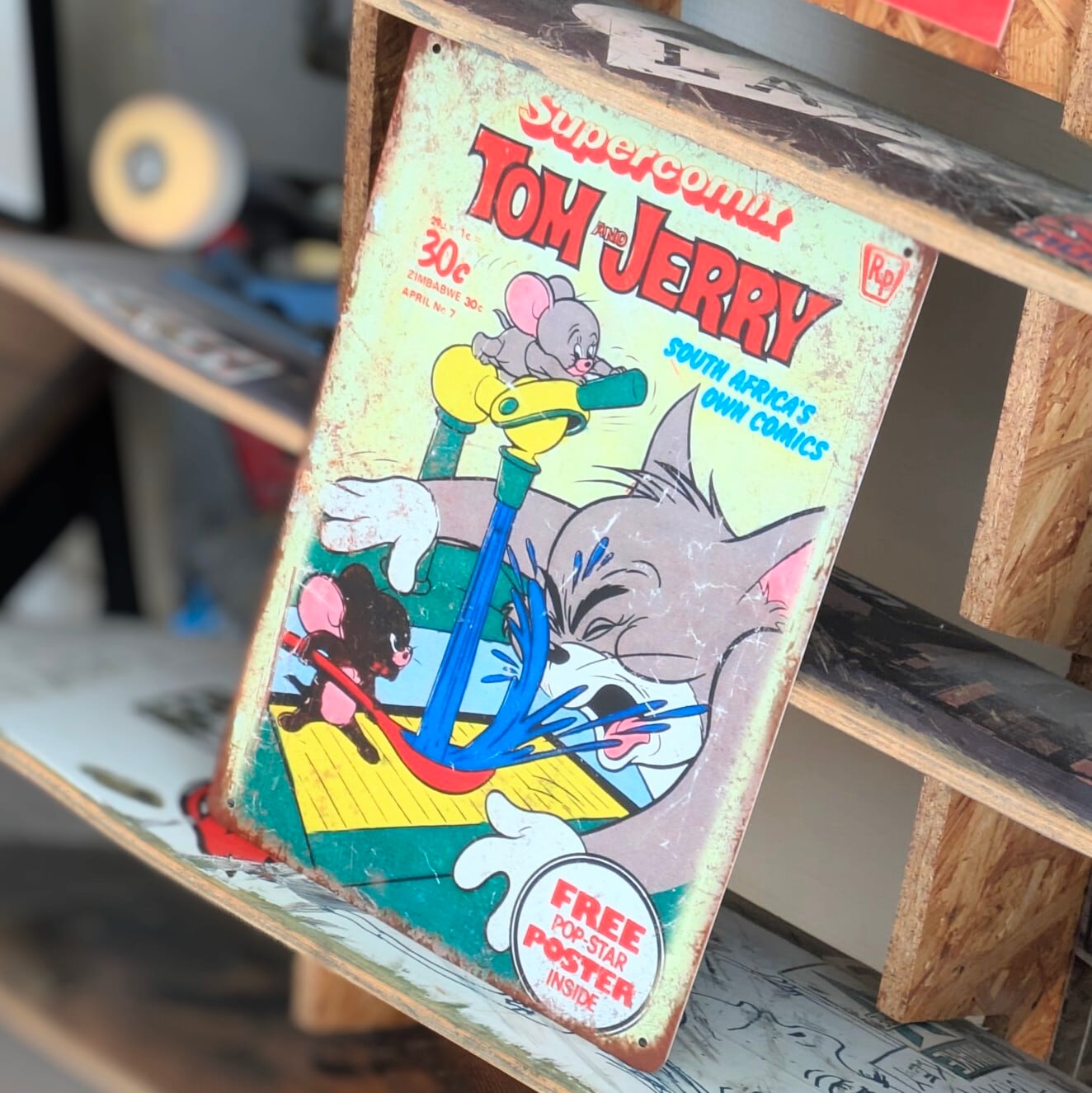 送料無料！ちょうどいいブリキ看板【 Tom and Jerry （ トムとジェリー