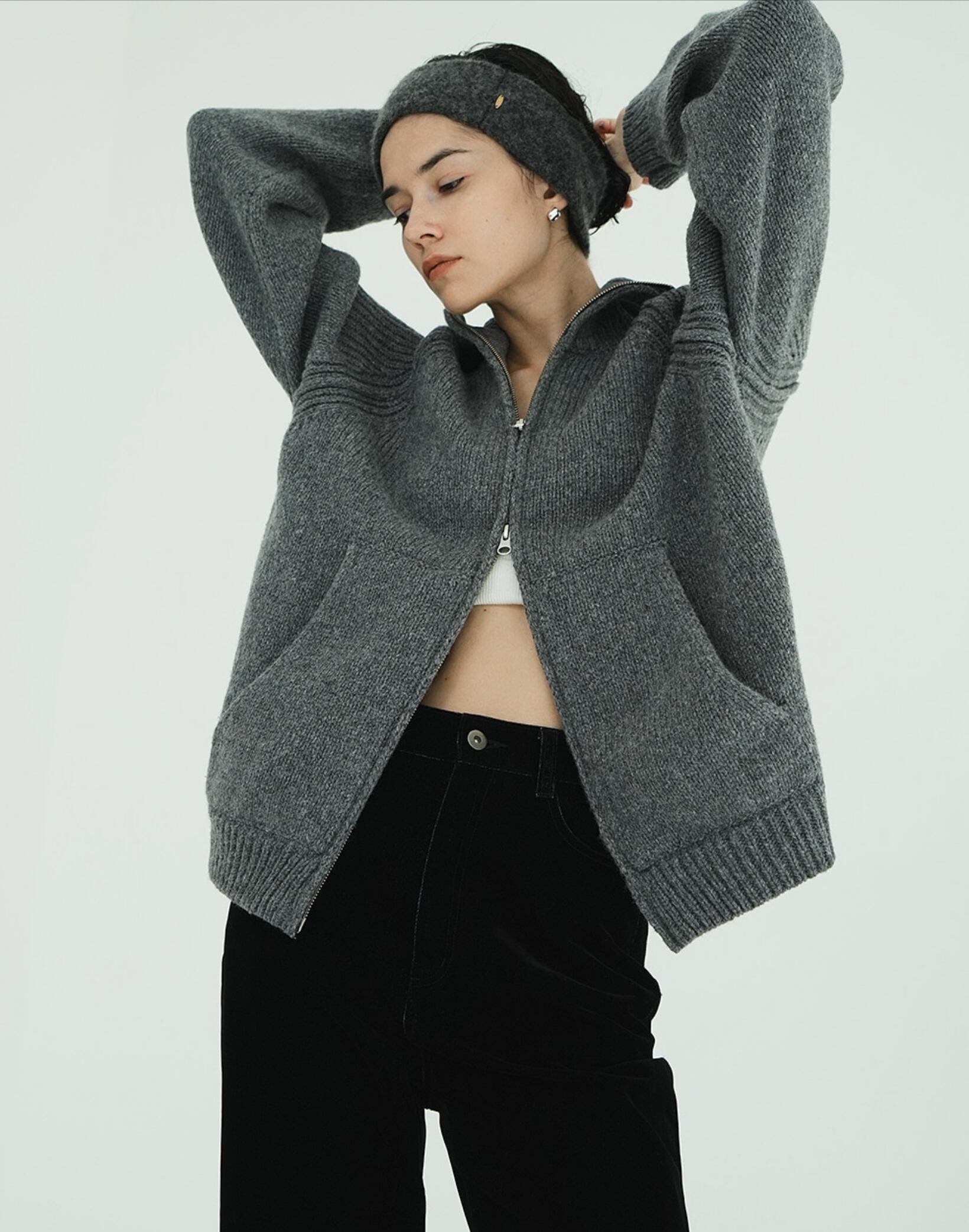 CLANE POCKET ZIP KNIT TOPS | FLICKA ASHIYA