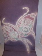 生地縮緬辻が花模様袋帯(未使用) Fukuro obi sash(butterfly)