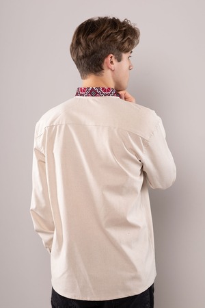 ウクライナ刺繍ヴィシヴァンカ　クロスステッチ手刺繍　Lサイズ　メンズ