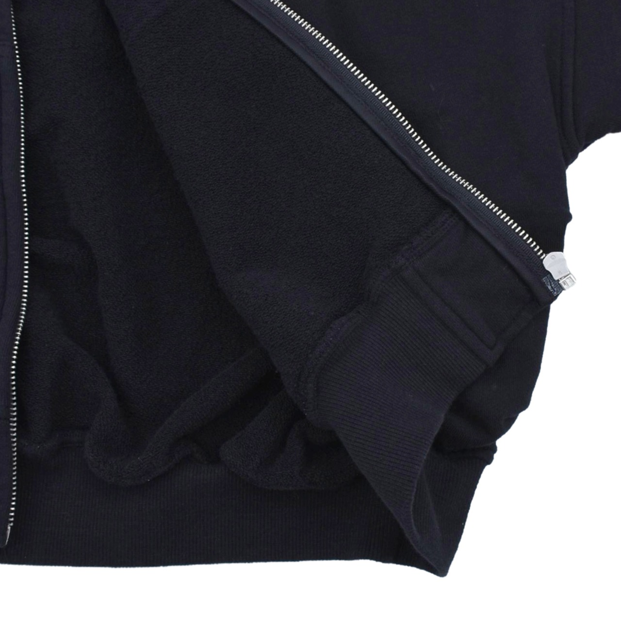 【WE11DONE】BLACK REPAIRED ZIP-UP HOODIE - 9