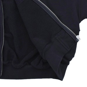 【WE11DONE】BLACK REPAIRED ZIP-UP HOODIE
