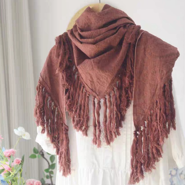 ペイズリー柄タッセル付きトライアングルストール　　1245