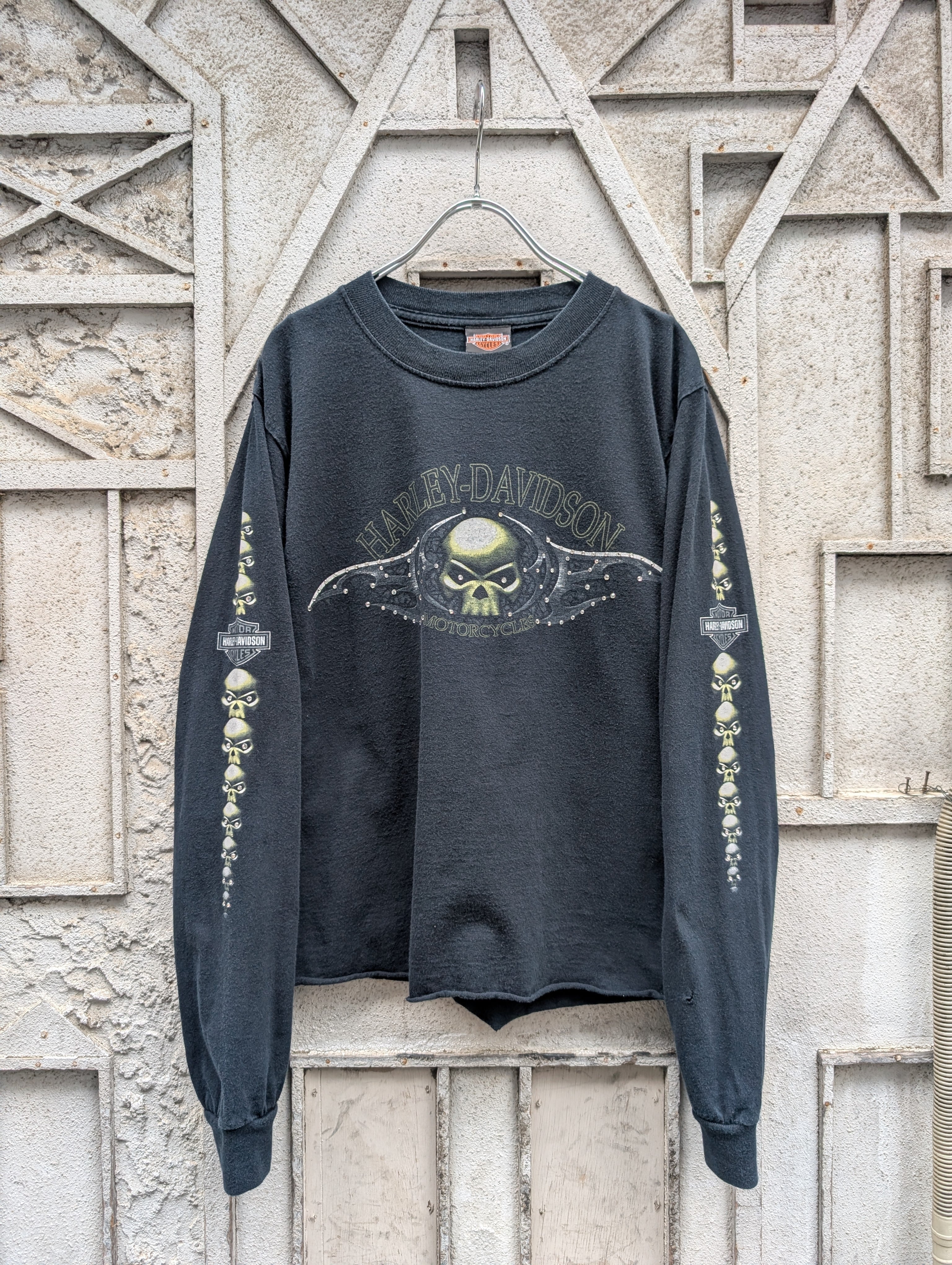 "深緑" REMAKE rhinestone L/S / HARLEY DAVIDSON