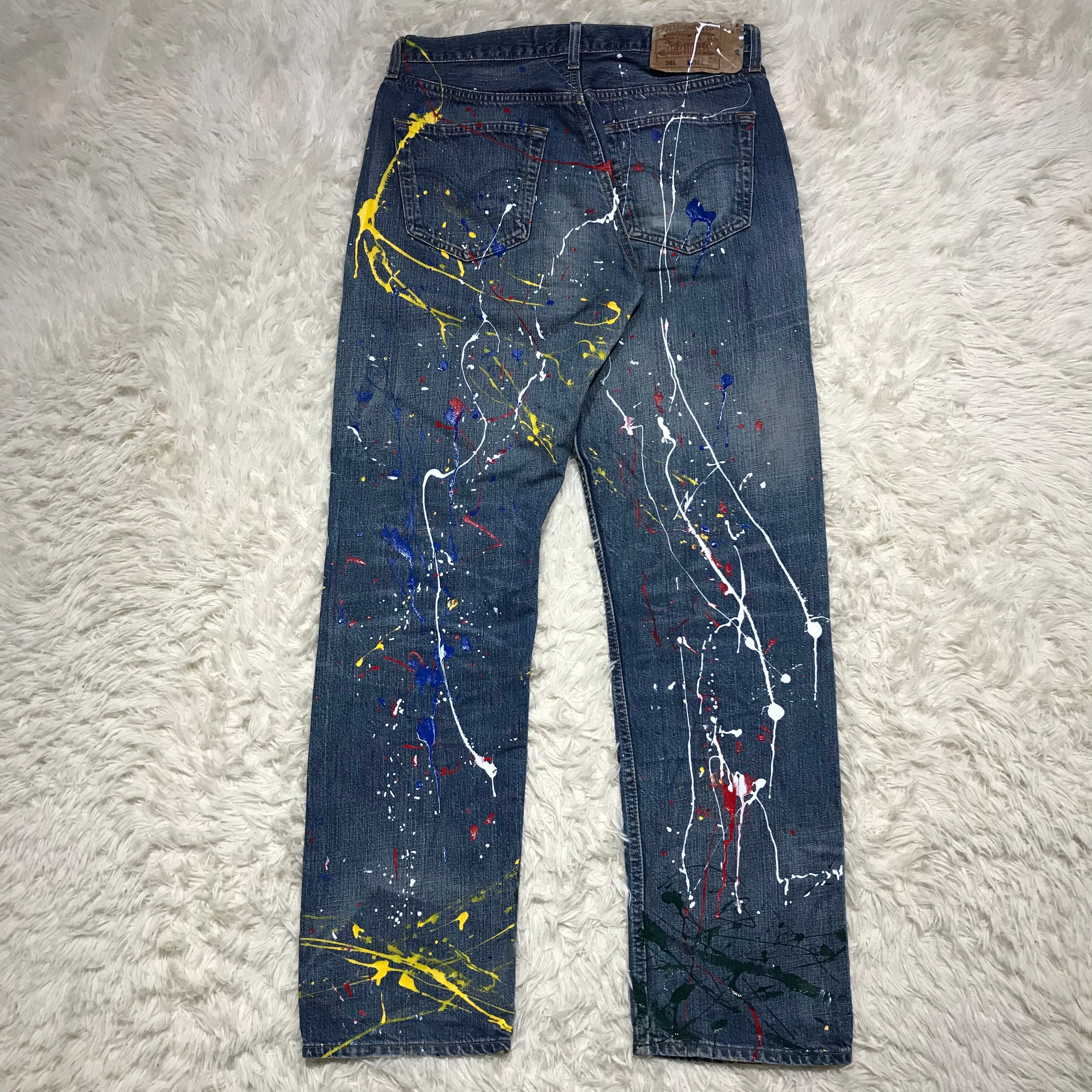 Levis/USA製501リメイクデニム One-o-Five ペンキ加工