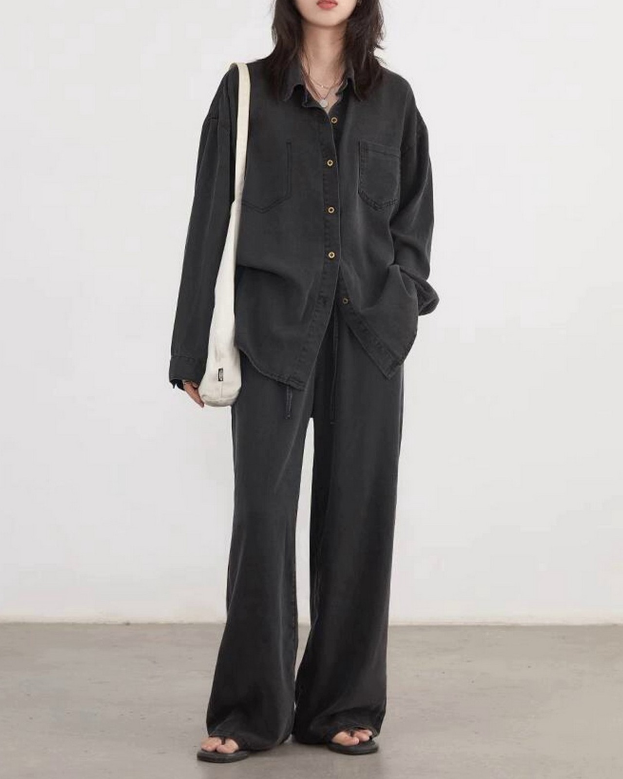 シャツワイドレッグパンツスーツ A0217 - 8