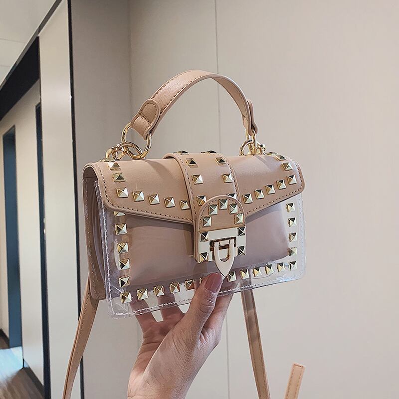 バッグレディースバッグ2020新しいファッションゼリーポータブルクロスボディバッグネットレッドワイルドトランスペアレントショルダースモールスクエアバッグ Tiancai_Wing_Bag4008877