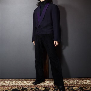 "iridescent" purple & black design collar "short length" tailored jacket