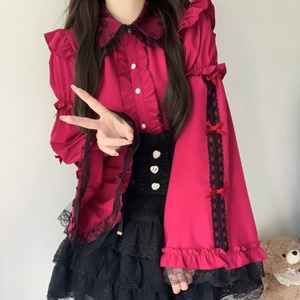 ゆめかわ♡全3カラー　選べる袖丈♪編み上げリボンブラウス　tops31★