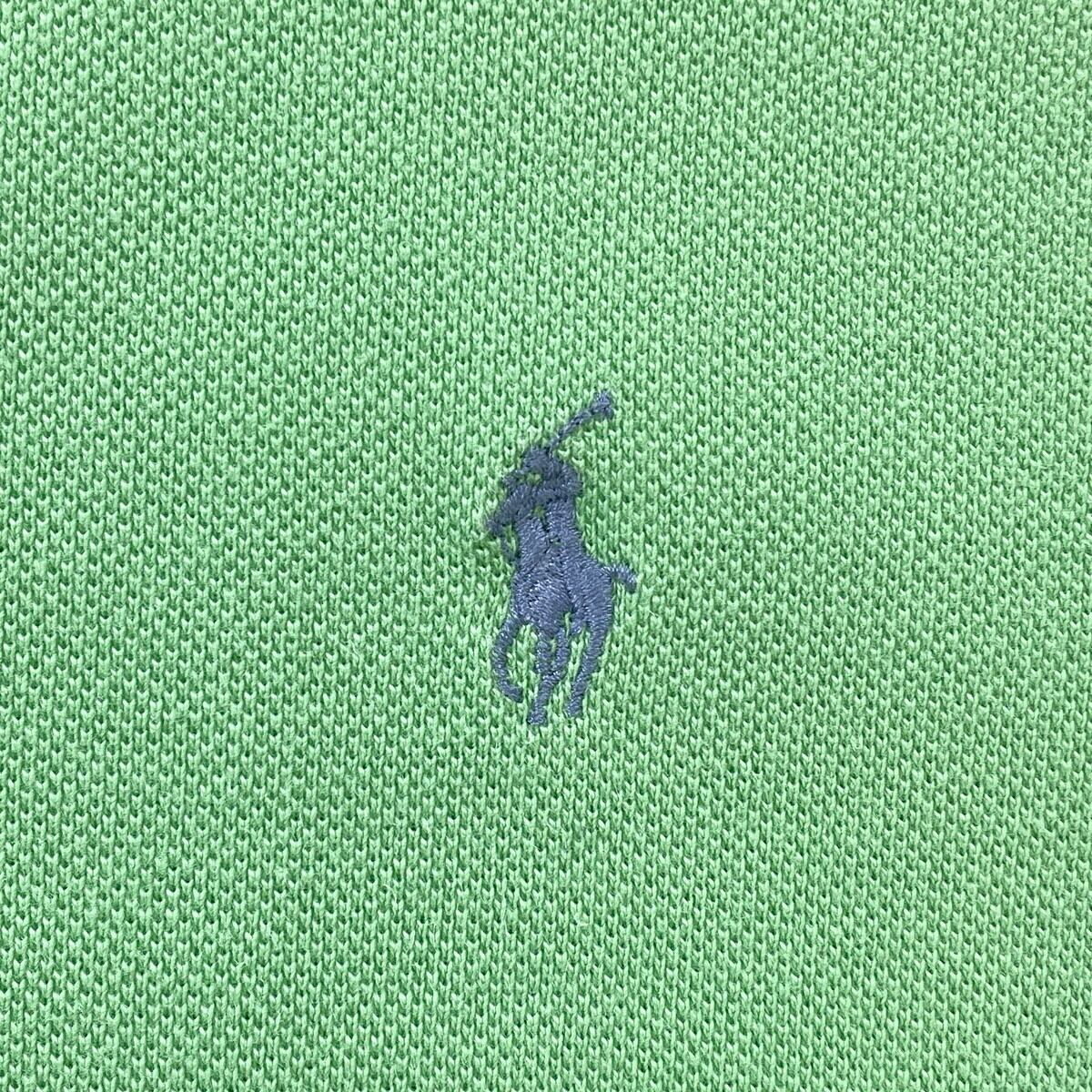 90s ビンテージ　ポロシャツ　ウール混　総柄　青緑　長袖　Y2K　古着 Remake】90年代 Polo by Ralph Lauren ポロバイラルフローレン ドロー