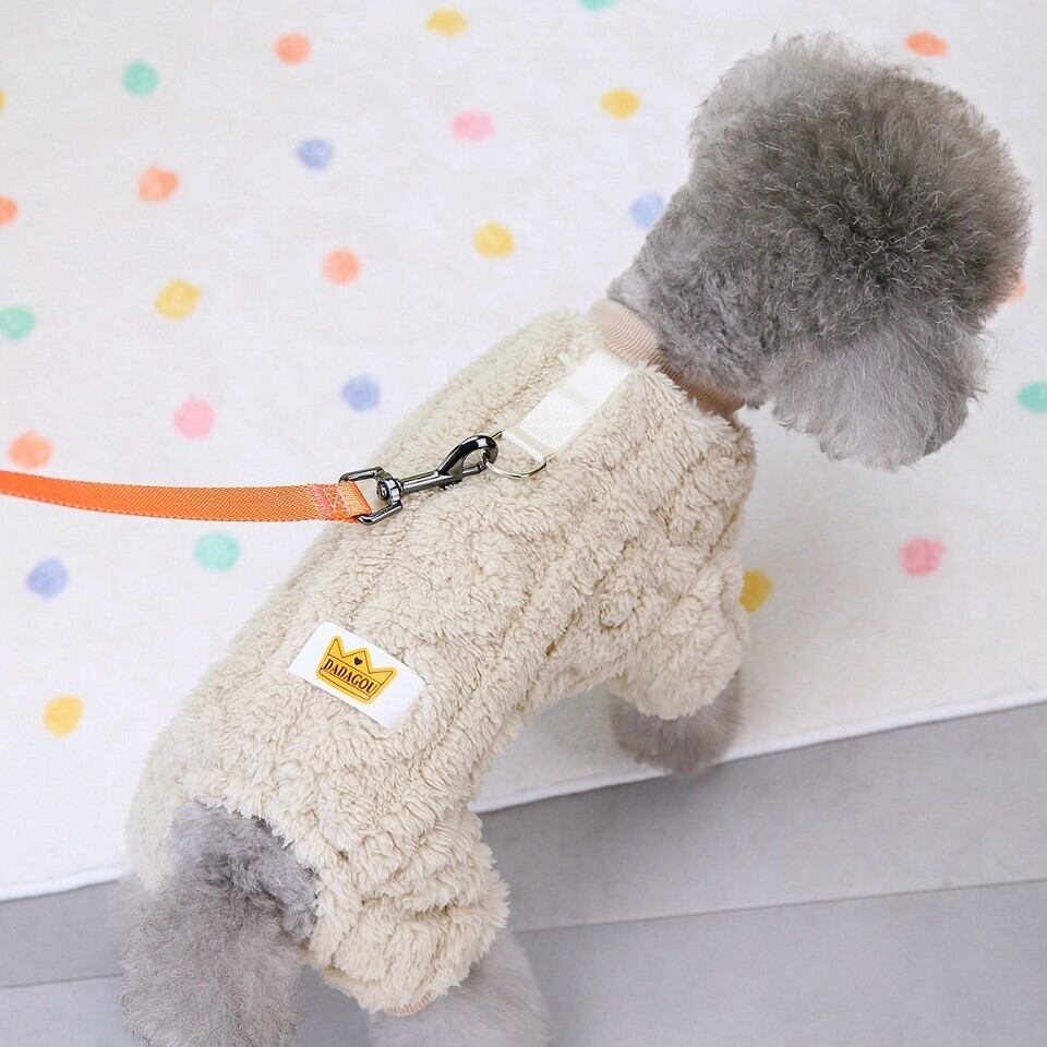 ペット服 DADAGOU ツイストベルベット つなぎ ロンパース もこもこ