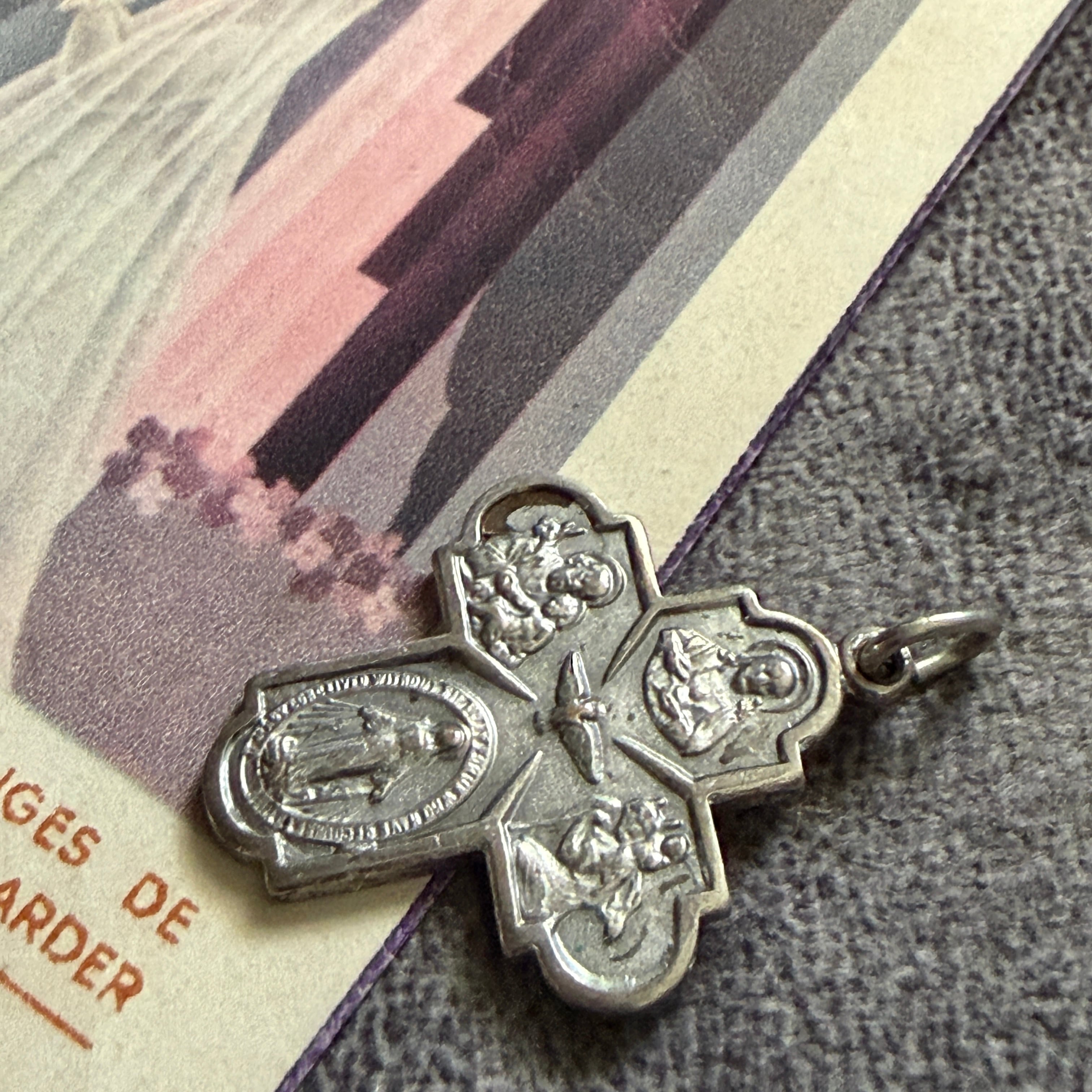 フランス アンティーク 聖イエス クロスメダイ 超大型 超希少 70×70mm フランス製4wayクロス | Antique medaille Mary