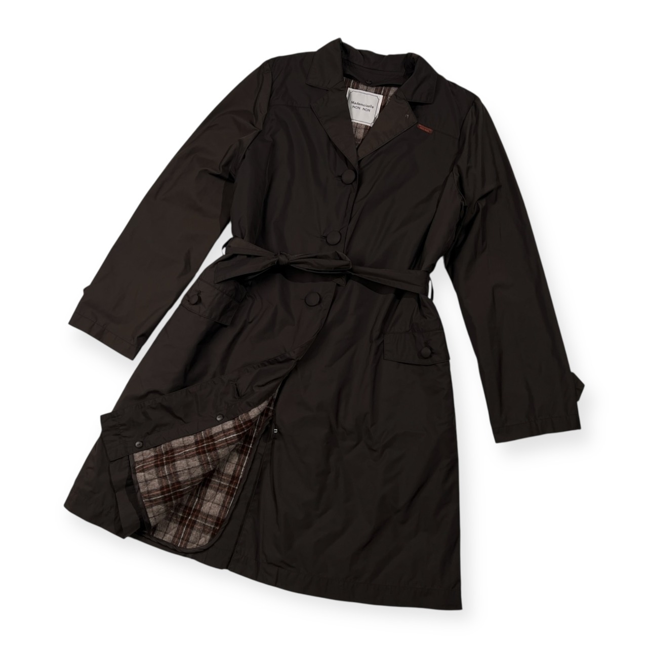 Mademoiselle NON NON マドモアゼルノンノン チェック ウール 中綿 ライナー付き ライト コート サイズ 38 M /レディース