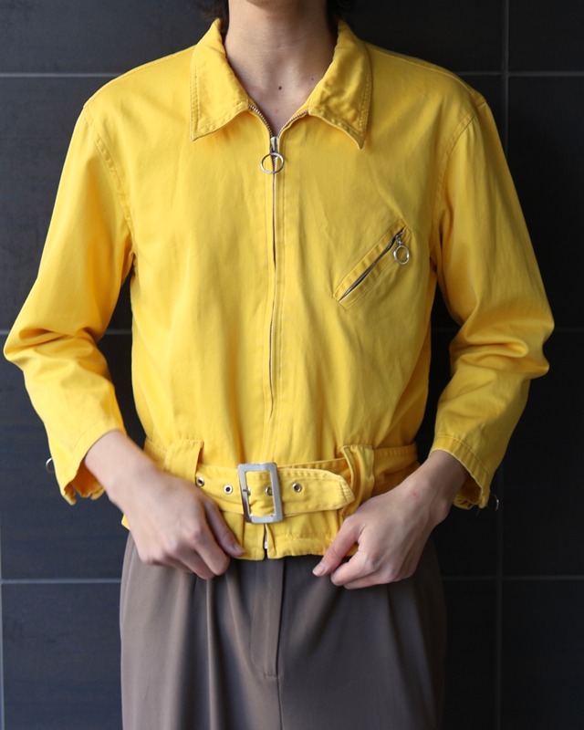 Belted hem zip-up blouson