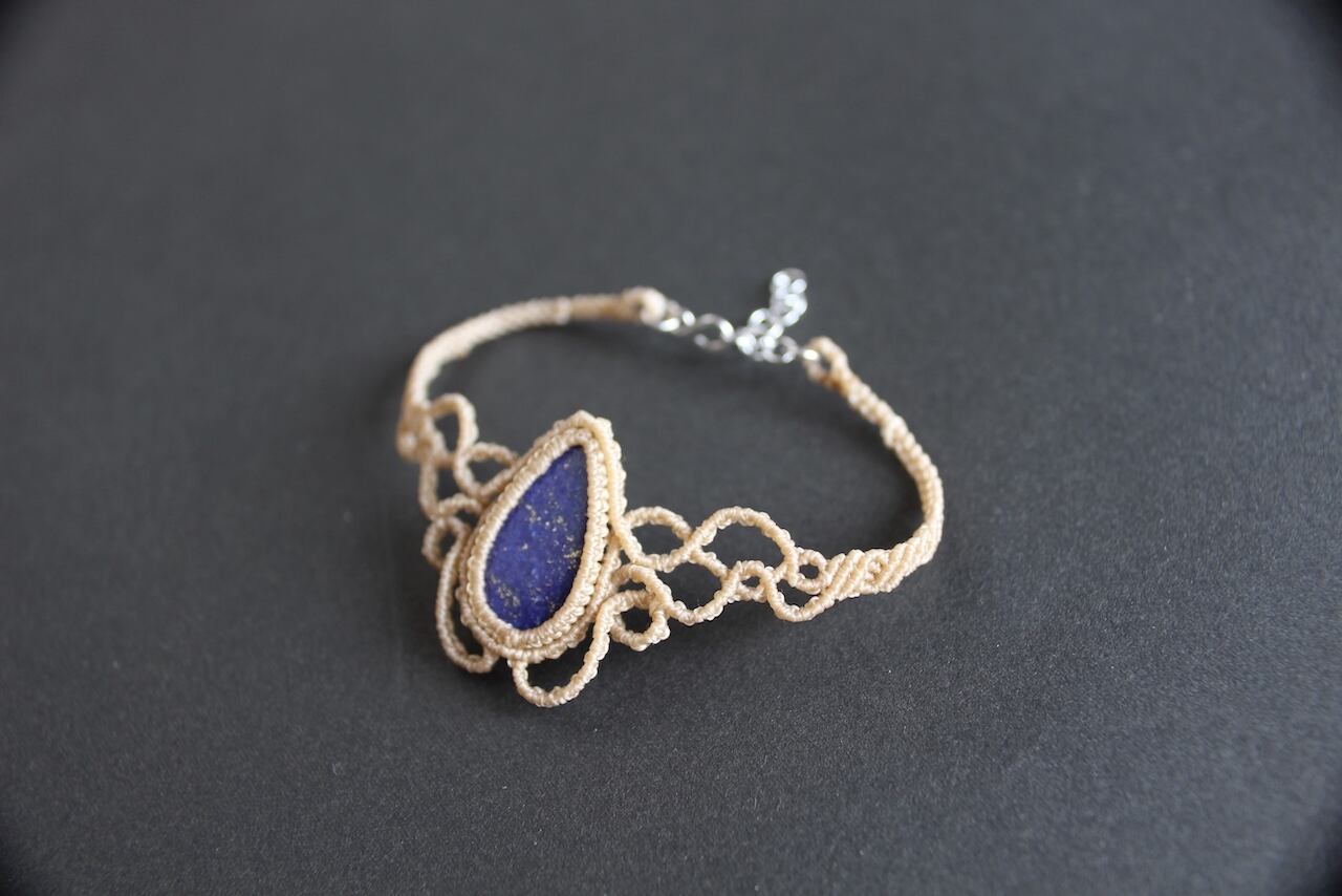 Lapis lazuli micro macrame bracelet