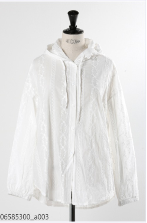 ☆065-85300   綿レース フードブラウス