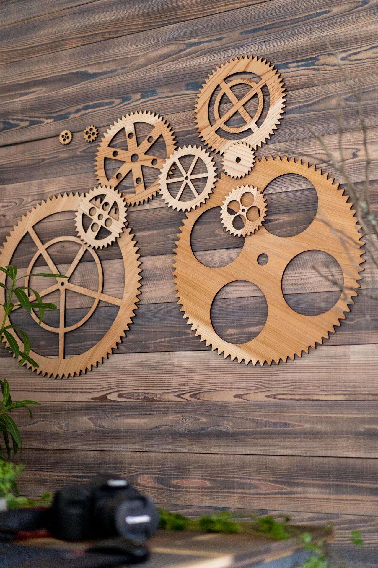 ウォールデコ 歯車セット・LARGEナチュラル | KIZAIKU C＋おしゃれな木