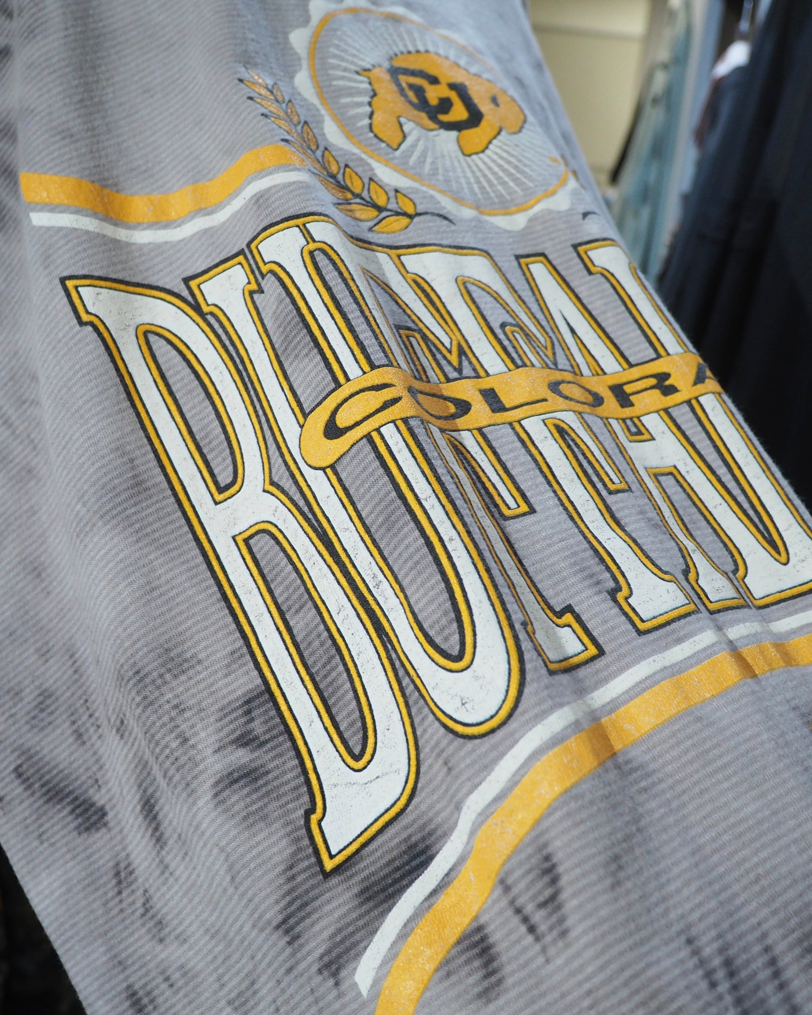 1990s " Made in USA - Colorado Buffaloes " printed × Over Dyed vintage loose Tee